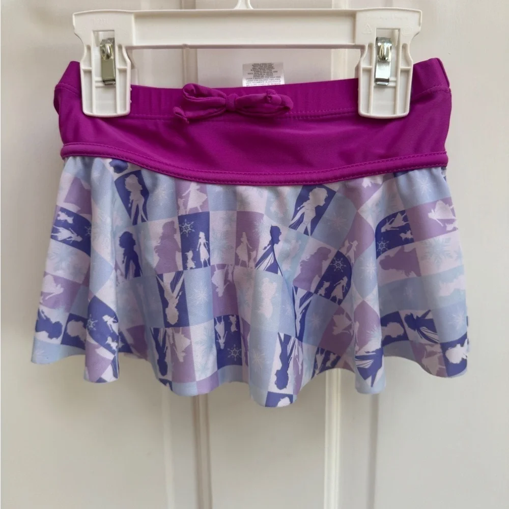 NWOT 3T Girls Purple Disney Frozen Elsa & Anna Bikini Skirt Swim Bathingsuit